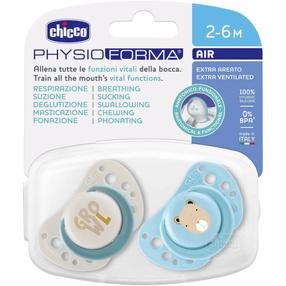 Knupīšu komplekts Chicco Physio Forma Air, 2 mēn., balta krās./gaiši zila krās.