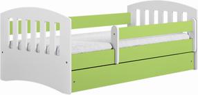 Vaikiška lova Kocot Kids Classic 1, balta sp./žalia sp., 80 x 180 cm, be patalynės dėžės, su čiužiniu
