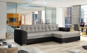 Kampinė sofa Conforti Berlin 01, Soft 11, juoda sp./pilka sp., dešininė, 165 x 275 cm x 78 cm