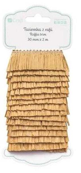 Dekoratyvinė juosta DallPrint Raffia, šviesiai ruda sp., 200 cm x 3 cm