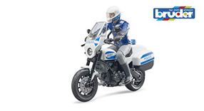Rotaļu motocikls Bruder Scrambler Ducati Police Motorcycle 62731, 1:16, zila krās./balta krās.