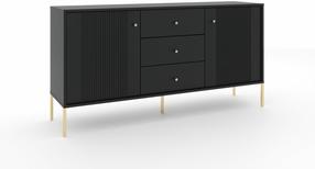 Komoda Iseo IS03, aukso/juoda, 154.5 cm x 39 cm x 79 cm