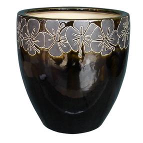 Puķu pods Domoletti IPA8-125N/2, keramika, Ø 24 cm, melna krās./pelēka krās.