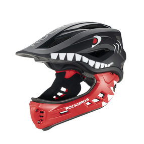 Ķivere velobraukšanai bērniem RockBros Shark TT-32005, melna krās./sarkana krās., M