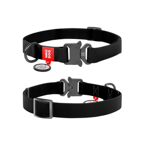 Kaelarihm koertele Waudog Waterproof QR, must v., 340 - 490 mm x 25 mm, L