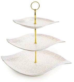 Servēšanas paplāte Nina, 28 cm x 30 cm, 27 cm, Zelta krās./Balta krās.