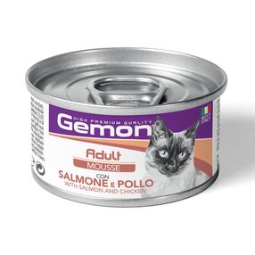 Šlapias kačių maistas Gemon Mousse, vištiena/lašiša, 0.085 kg
