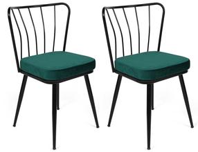 Kėdžių rinkinys Kalune Design 951 974NMB1724, matinė, juoda sp./žalia sp., 42 cm x 43 cm x 82 cm, 2 vnt.