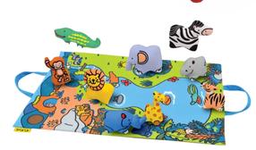 Žaidimų kilimėlis, su priedais K's Kids Take Along Jungle, 50 cm x 37 cm, 9 vnt, įvairių spalvų