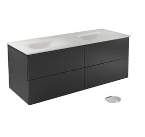 Vonios spintelė su praustuvu Besco Akya Classic, balta sp./juoda sp./chromo sp., 52.5 cm x 131 cm x 50.7 cm
