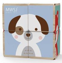 Lavinimo žaislas Iwood Block Puzzle Animals, 4.6 cm, įvairių spalvų, 4 vnt.