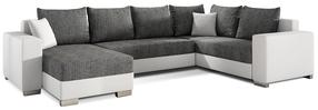 Kampinė sofa Marco Berlin 02, Soft 17, balta sp./tamsiai pilka sp., kairinė, 210 x 312 cm x 92 cm