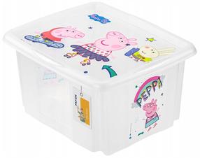 Ящик для хранения с крышкой, для игрушек Keeeper Karolina "Peppa Pig", 24 л, прозрачный цв./многоцветный, 42.5 x 35.5 x 22.5 см