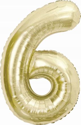 Folijas balons cipars GoDan Beauty & Charm Nr. 6, šampanieša krās.