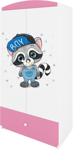 Vaikiška spinta Kocot Kids Babydreams Raccoon, balta sp./rožinė sp., 90 cm x 52 cm x 175.5 cm