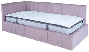 Lova viengulė Home4you Jasper Harmony Duo, 90 x 200 cm, rožinė sp., su čiužiniu, su grotelėmis
