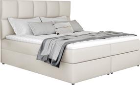Gulta divvietīgā kontinentālā Glossy Soft 33, 165 x 200 cm, pelēka krās., ar matraci, ar režģi