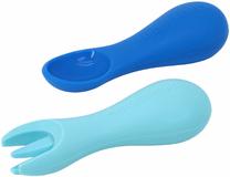 Stalo įrankiai Marcus & Marcus Palm Grasp Spoon & Fork Set, 1 m., silikonas, mėlyna sp./žydra sp.