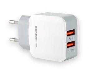 Adapteris Somostel SMS-A13, 2 x USB, 59 cm, balta krās./oranža krās., 10 W