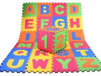 Kilimėlis kūdikiams - dėlionė Toy News Puzzle 10594505, 58 cm x 30 cm, 36 vnt, mėlyna sp./geltona sp.