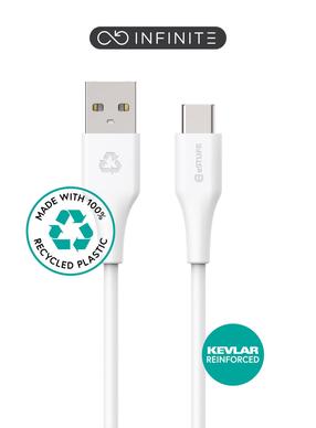 Kabelis Estuff Infinite ES605270 USB Type-C, USB, 1 m, balta krās.