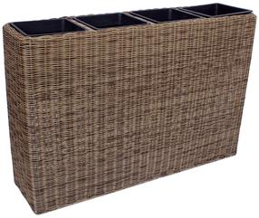 Ziedu kaste Home4you Wicker, plastmasa/metāls, 89 cm x 24 cm, gaiši brūna krās.