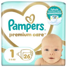 Sauskelnės Pampers Premium Care, 1 dydis, 2 - 5 kg, 26 vnt.