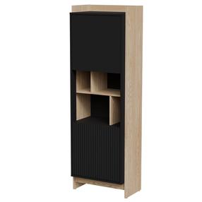 Vitrina Cama Meble Porto, ąžuolo sp./juoda sp., 38 cm x 59 cm x 180 cm