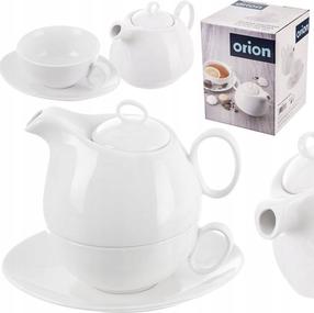  Tējkanna ar krūzi un apakštasīti Orion Mona 129428, 0.3 l, balta krās.