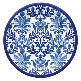Vienkartinės lėkštės Paw Decor Collection Indigo Weave, Ø 23 cm, 8 vnt.