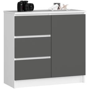 Комод Akord Jerry K80, белый цв./графитовый цв., 77 см x 35 см x 80 см