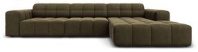 Kampinė sofa Micadoni Home Jennifer Velvet, žalia sp., dešininė, 284 x 166 cm x 70 cm