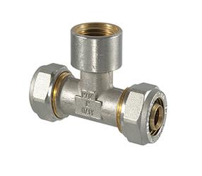 Užveržiamas trišakis TDM Brass 1055, 20mm x 3/4", žalvaris/nikelis