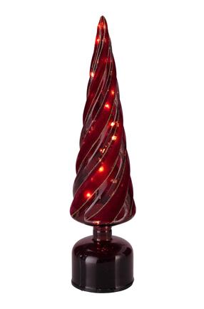 Dekorācija "Eglīte" ar LED apgaismojumu, 33 cm, tumši sarkana krās.