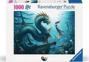 Пазл Ravensburger Enchanted Depths Dragon Mermaid And Turtles, 50 см x 70 см, 1000 шт., многоцветный