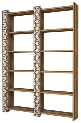 Напольная полка Kalune Design City 2, кремовый цв./ореховый цв., 170 см x 24.2 см x 124.6 см