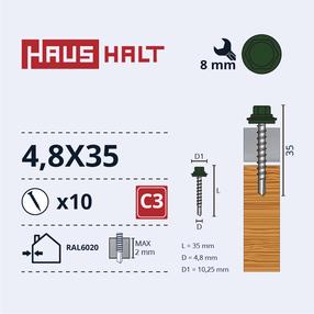 Savisriegis Haushalt, 4.8 mm x 35 mm, 10 vnt.