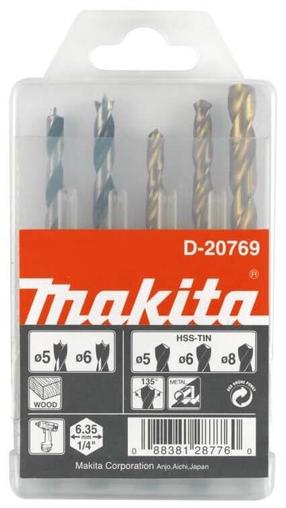 Urbju komplekts Makita D-20769, koks/metāla, hss-tin, hex 1/4, 5 mm