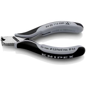 Elektronikos galinių dalių pjovimo žnyplės elektromechanikai Knipex 64 02 115, 115 mm
