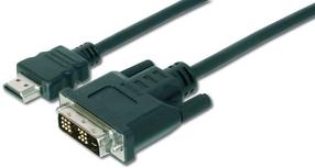 Adapteris Assmann AK-330300-020-S HDMI male, DVI-D male, 2 m, melna krās.