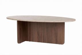 Kavos staliukas Nordure Orba, riešuto sp./smėlio sp., 65 cm x 120 cm x 38 cm