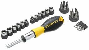 Отвертка с трещоткой и насадками Stanley 0-54-925, перекрестный/шестигранная/квадрат, 27.5 см, 29 шт.