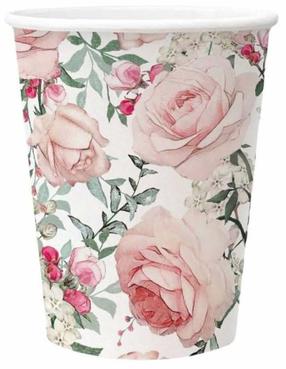 Ühekordne pokaal Paw Decor Collection Gorgeous Roses, 250 ml, 8 tk
