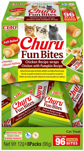 Skanėstas katėms Inaba Churu Fun Bites Chicken With Pumpkin, vištiena, 0.012 kg, 8 vnt.