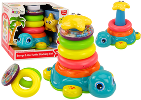 Интерактивная пирамида, черепаха Lean Toys 2in1 Bump & Go, 21 см, многоцветный