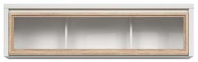Vitrina Kaspian, ąžuolo sp./balta sp., 143.5 cm x 30.5 cm x 40 cm