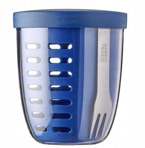 Konteiners pārtikai, ar galda piederumiem Mepal Ellipse, 0.6 l, 11 cm x 11 cm, zila krās.