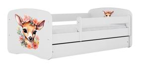 Детская кровать Kocot Kids Bambi, белый цв., 80 x 160 cm, без ящика для постельных принадлежностей, с матрасом