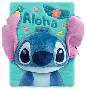 Dienasgrāmata ar atslēdziņu Kids Euroswan 3D Plush Stitch, līnijās, A5, zila krās.
