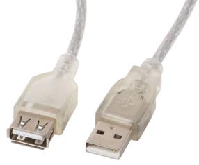 Juhe Lanberg USB-A - USB-A CA-USBE-12CC USB 2.0 A male, USB 2.0 A female, 5 m, läbipaistev v.